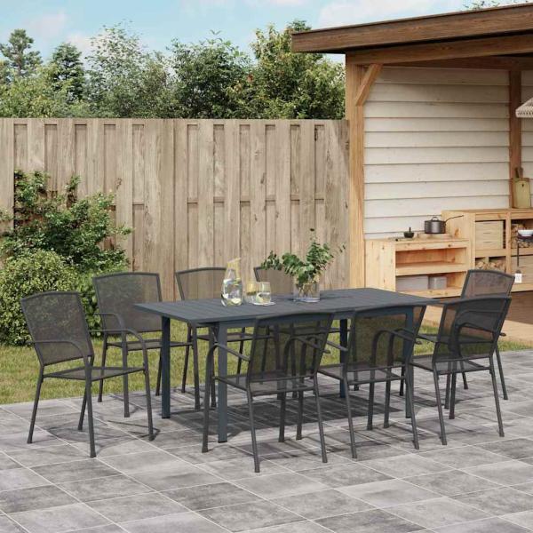 9-Personen Garten Essgruppe Anthrazit Stahl