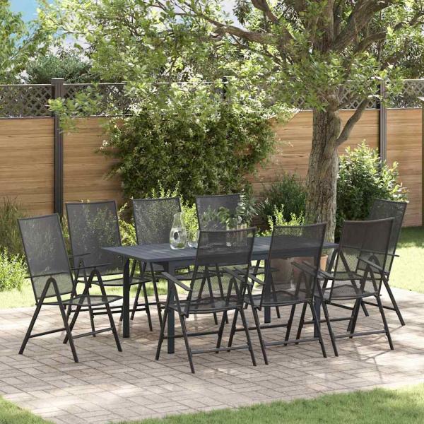 ARDEBO.de - 9-teiliges Garten Esstisch Set Anthrazit Stahl