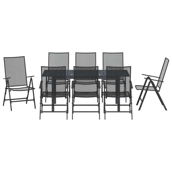 9-teiliges Garten Esstisch Set Anthrazit Stahl