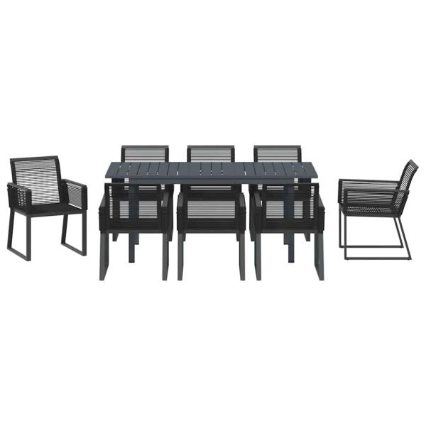 Garten Essgruppe 9 pcs Schwarz Poly-Rattan