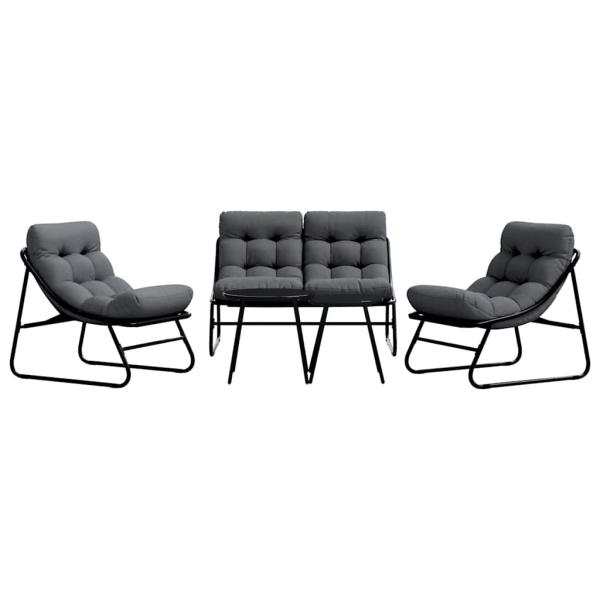 ARDEBO.de - 5-teiliges Garten Sofa Set mit Kissen Schwarz Stahl