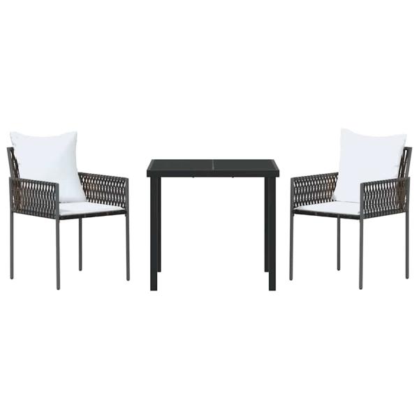 3-teiliges Garten-Dining-Set mit Kissen Braun Poly Rattan