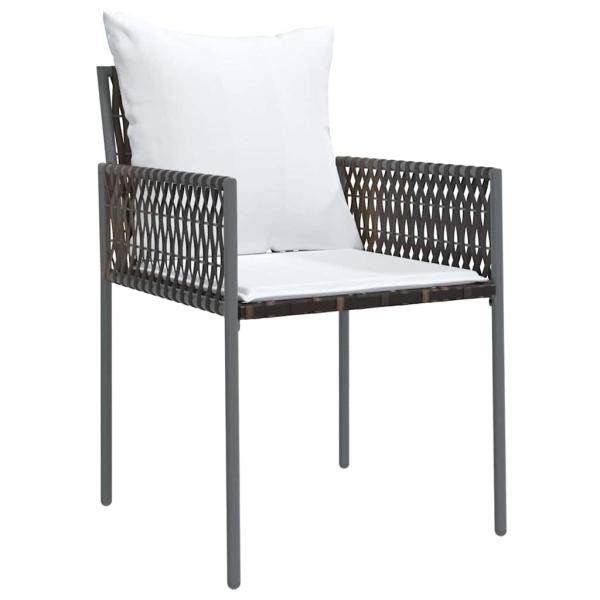 7-teiliges Gartentischset mit Kissen Braun Poly Rattan