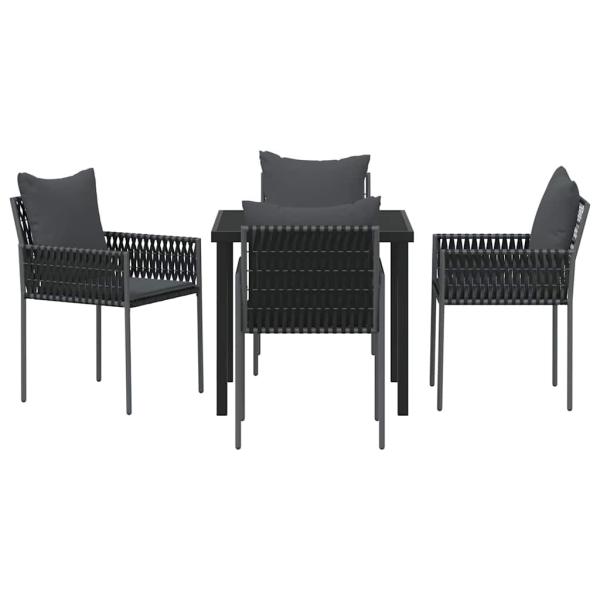 Set mit 3 Schwarz, Dunkelgrau PE-Rattan Standard Stabil