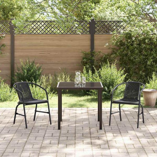 3-teiliges Gartenset Schwarz Poly Rattan