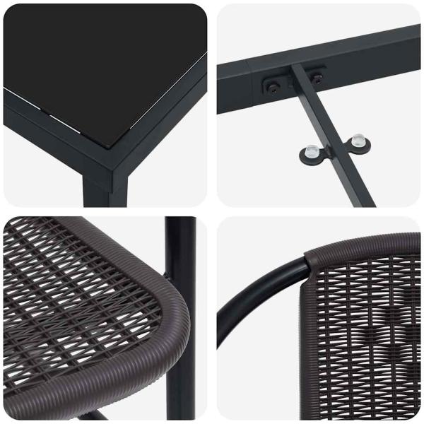 5-teiliges Garten-Esstisch-Set Schwarz Poly-Rattan