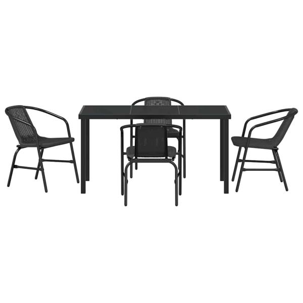 5-teiliges Garten-Ess-Set Schwarzes Poly-Rattan