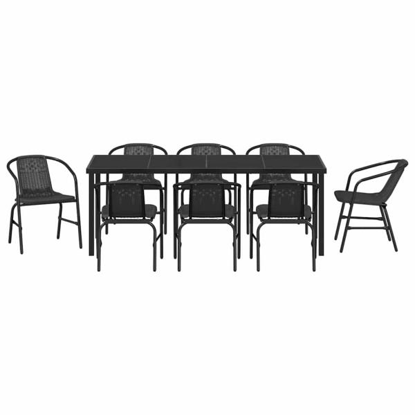 9-teiliges Garten-Ess-Set Schwarz Poly-Rattan