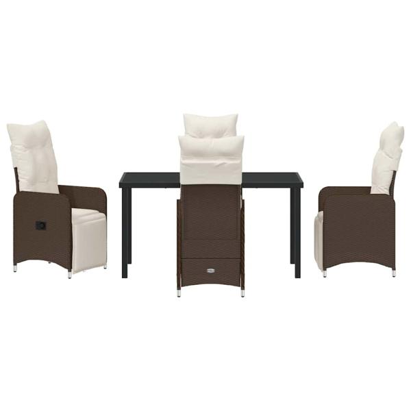 5-teiliges Garten-Esszimmer-Set mit Kissen Braun Poly-Rattan