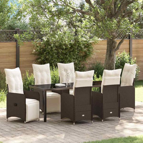 ARDEBO.de - Garten Essgruppe 7 stk. Braun Poly-Rattan