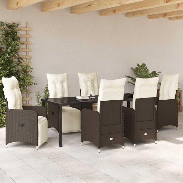 Garten Essgruppe 7 stk. Braun Poly-Rattan