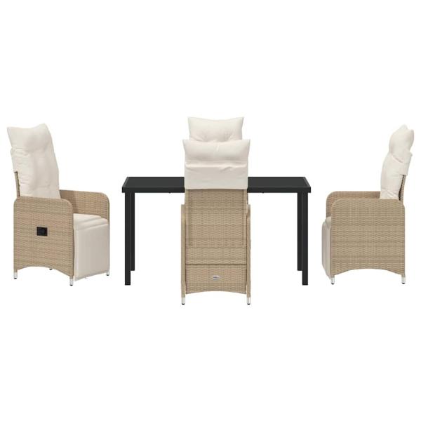 5-teiliges Garten-Ess-Set mit Kissen Beige Poly Rattan