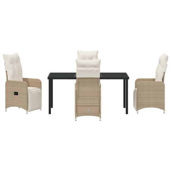 5-teiliges Garten-Dining-Set mit Kissen Beige Poly Rattan
