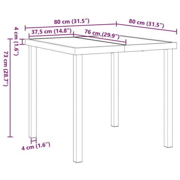 5-teilige Garten Essgruppe mit Kissen in schwarzem Poly-Rattan, Gartentisch in Schwarz 80x80x73 cm mit Sicherheitsglas