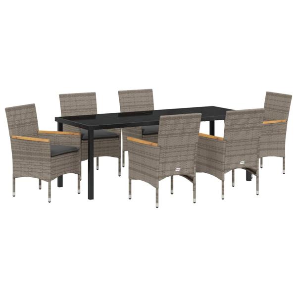 Garten Essgruppe 7 stk. Grau Poly-Rattan