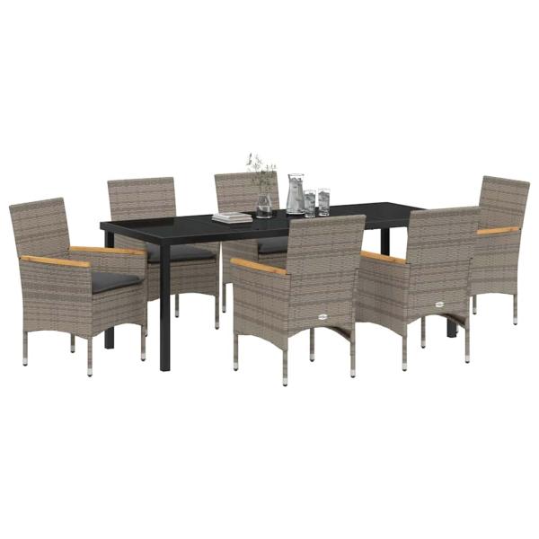 Garten Essgruppe 7 stk. Grau Poly-Rattan