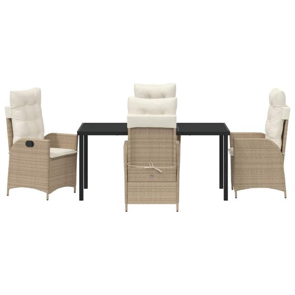 5-teiliges Garten-Dining-Set mit Kissen Beige Poly-Rattan