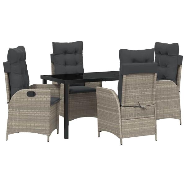 Garten Essgruppe 5 stk. Hellgrau Poly-Rattan