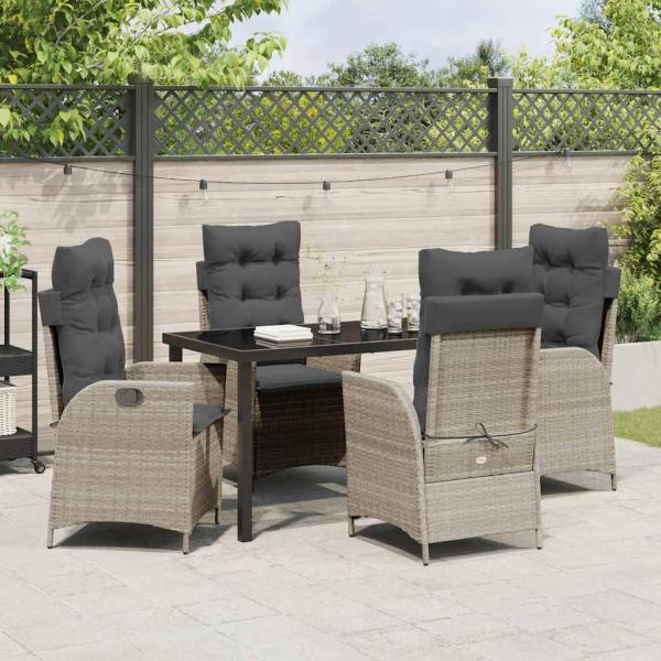 Garten Essgruppe 5 stk. Hellgrau Poly-Rattan