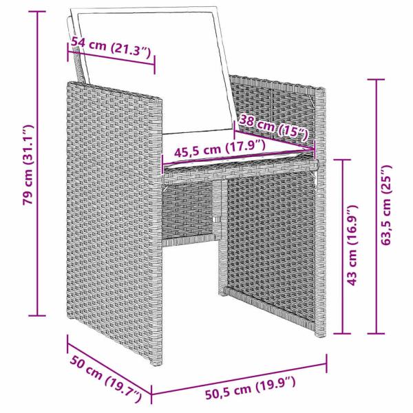 9-teilige Garten Essgruppe mit Kissen in Hellgrau, Poly Rattan, Gartentisch Schwarz 200x80x73 cm, Sicherheitsglas