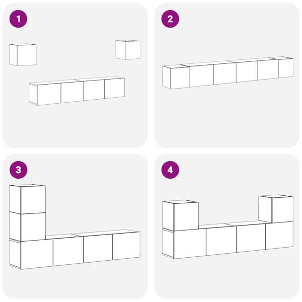 6-teilige TV-Schrank-Set Schwarzer Eichenholz, TV-Wand-Schränke (Set von 2) - Schwarzer Eichenholz, 80x30x30 cm, aus Holzmaterial hergestellt, Wandmontierte TV-Schränke 2 Stück Schwarzer Eichenholz 30.5x30x30 cm