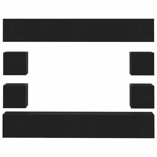 6-teilige TV-Schränke Set Wandmontiert Schwarze Eiche Spanholz, Wandmontierte TV-Schränke 2 Stück Schwarze Eiche 30,5x30x30 cm, Schwarze Eiche Wandmontierter TV-Schrank 100x30x30 cm aus Spanholz