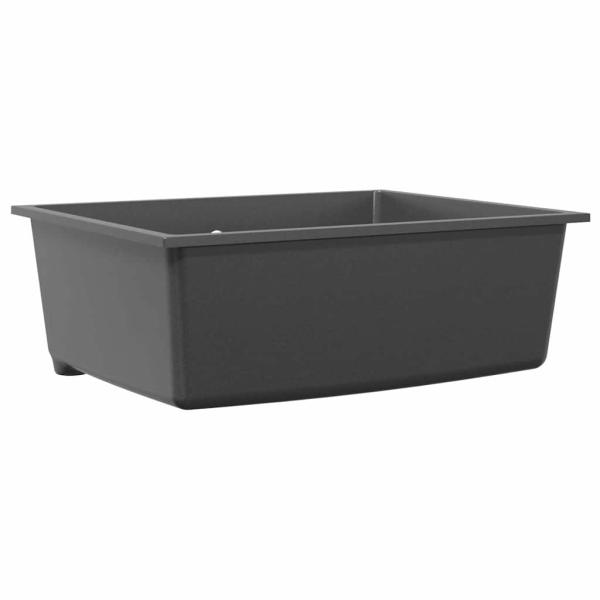 Küchenspülbecken mit Überlaufloch in Grauem Granit