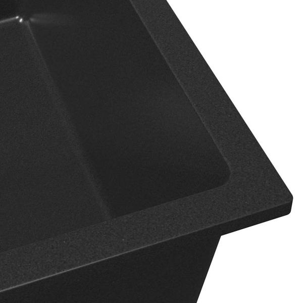 Küchenspülbecken aus schwarzem Granit mit Überlaufloch