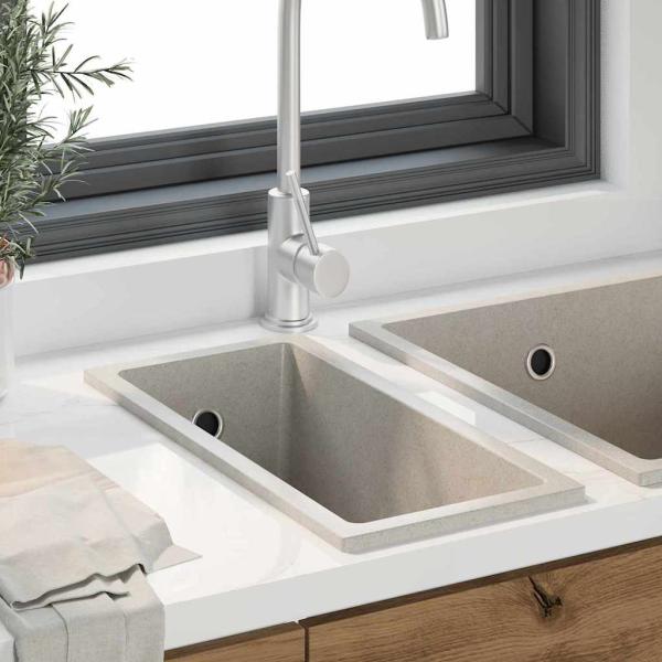 Küchenwaschbecken mit Überlauf Beige Granit