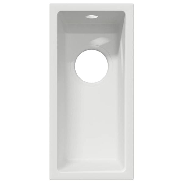 Küchenspüle in Weißem Granit mit Überlaufloch