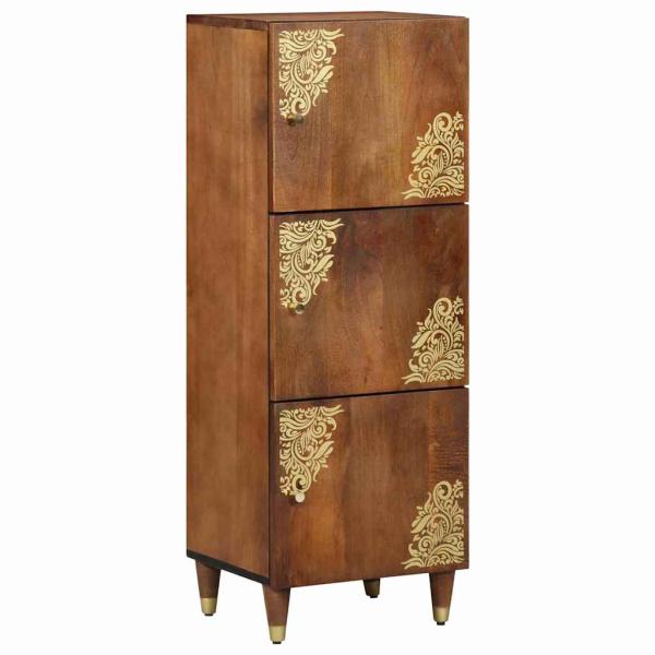 ARDEBO.de - Highboard Honigbraun mit goldenen Akzenten Massivholz Mango