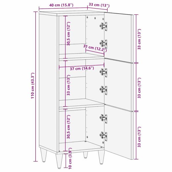 Highboard Honigbraun mit goldenen Akzenten Massivholz Mango