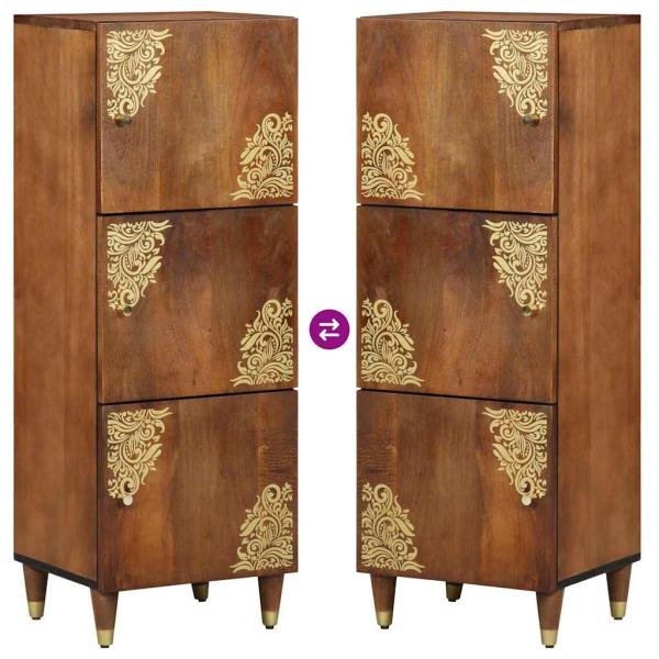 Highboard Honigbraun mit goldenen Akzenten Massivholz Mango