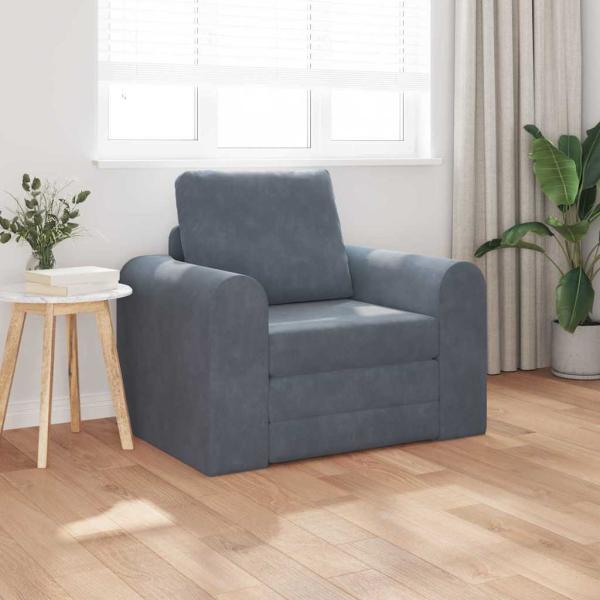ARDEBO.de - Boden-Schlafsofa 2-in-1 Dunkelgrau 98x71x83 cm Samt