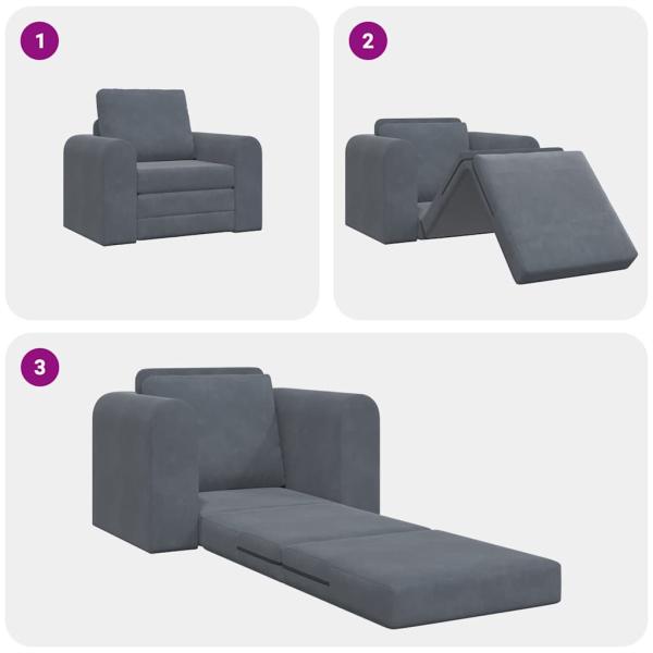 Boden-Schlafsofa 2-in-1 Dunkelgrau 98x71x83 cm Samt