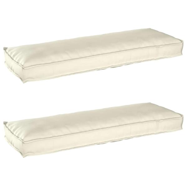 ARDEBO.de - Palettenkissen für Bank 2 Stück Creme 120x40x8 cm Oxford-Stoff