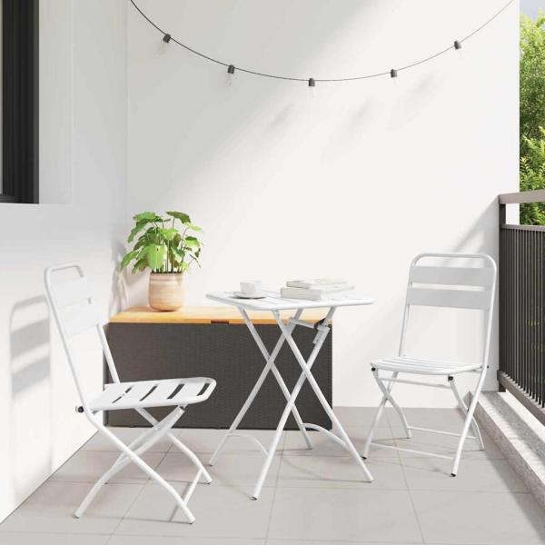 ARDEBO.de - Klappgartenstühle 2er Set Weiß Stahl