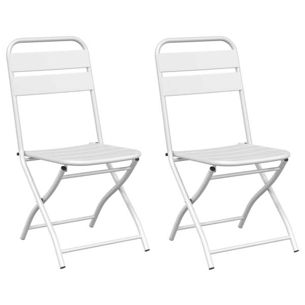 Klappgartenstühle 2er Set Weiß Stahl
