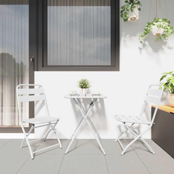 Klappgartenstühle 2er Set Weiß Stahl