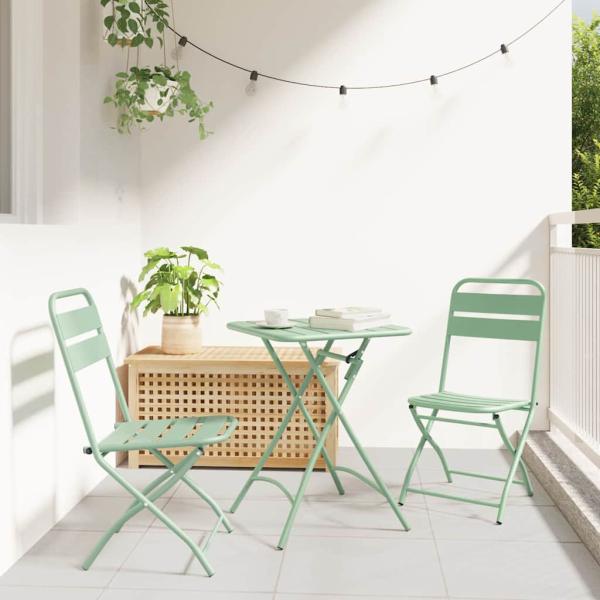 ARDEBO.de - Faltbare Gartenstühle 2er Set Lichtmint 42x52x82 cm Pulverbeschichteter Stahl