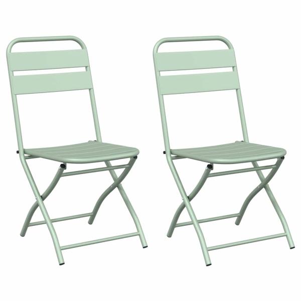 Faltbare Gartenstühle 2er Set Lichtmint 42x52x82 cm Pulverbeschichteter Stahl