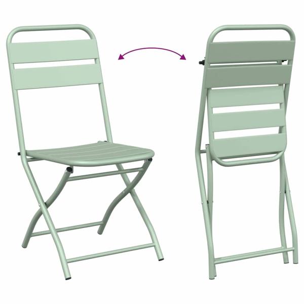 Faltbare Gartenstühle 2er Set Lichtmint 42x52x82 cm Pulverbeschichteter Stahl