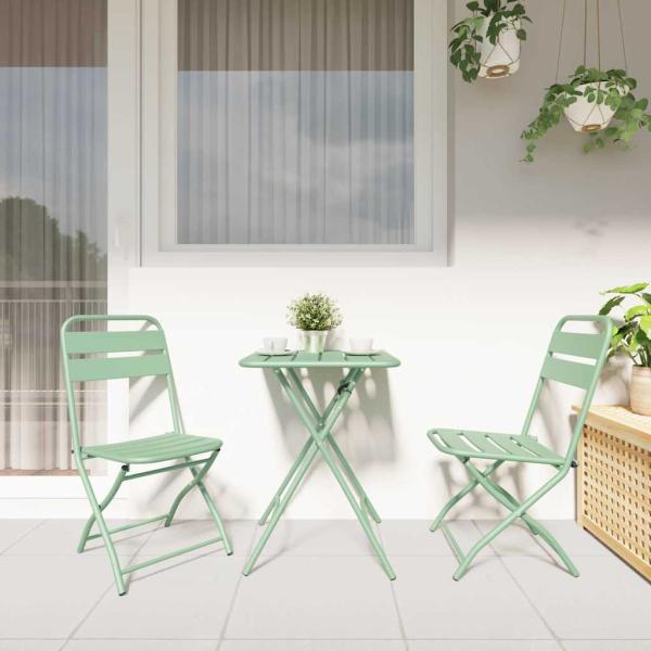 Faltbare Gartenstühle 2er Set Lichtmint 42x52x82 cm Pulverbeschichteter Stahl