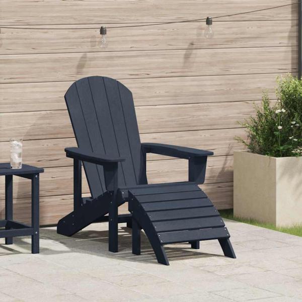 ARDEBO.de - Adirondack-Stuhl mit Fußstütze Marineblau HDPE