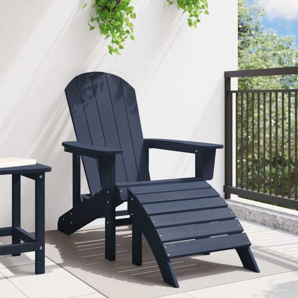 Adirondack-Stuhl mit Fußstütze Marineblau HDPE