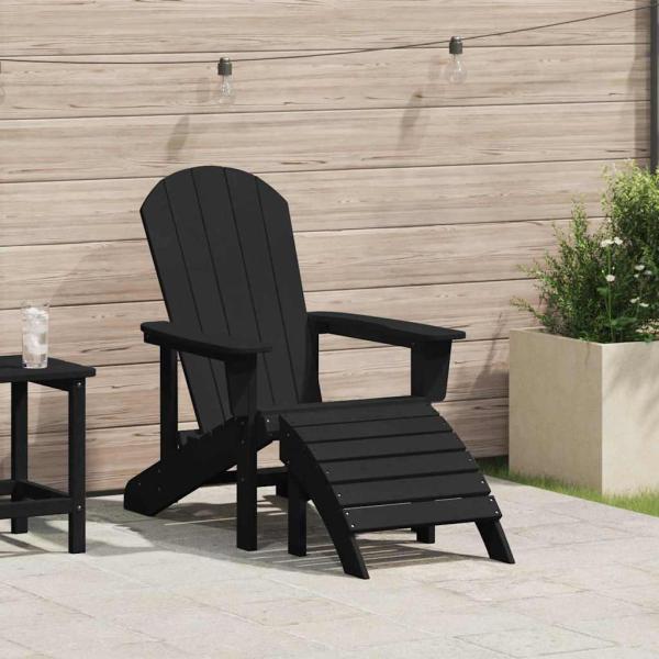 ARDEBO.de - Adirondack-Stuhl mit Fußstütze Schwarz HDPE