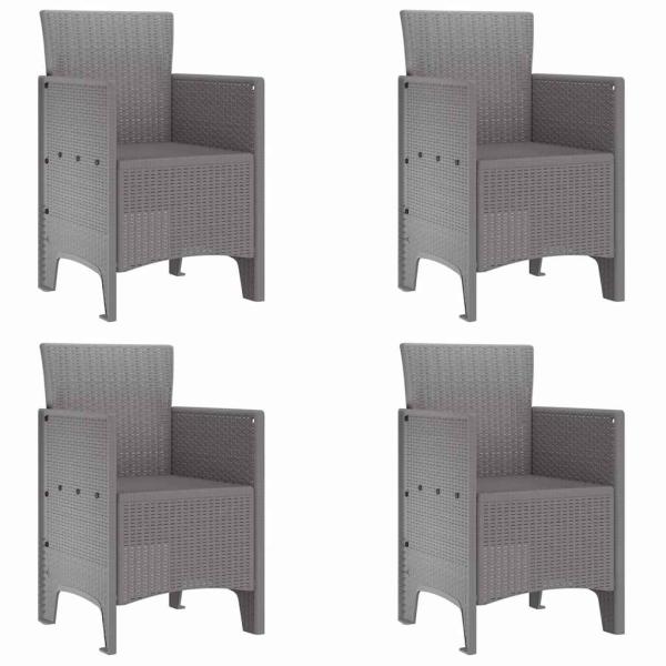 Gartenstühle 4 Stk. Hellgrau Poly Rattan
