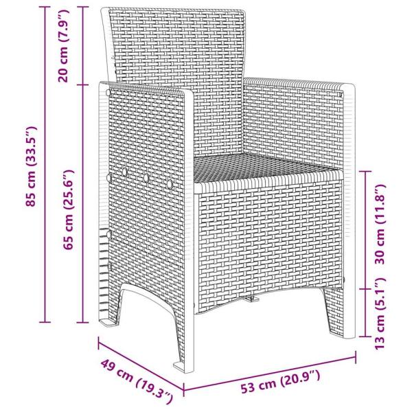 Gartenstühle 4 Stk. Hellgrau Poly Rattan