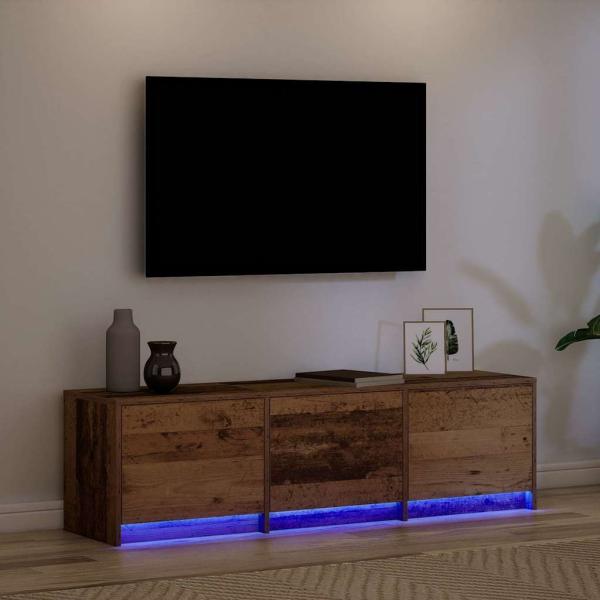 TV-Schränke mit LED Altholz 140x34x40 cm aus Holzwerkstoff