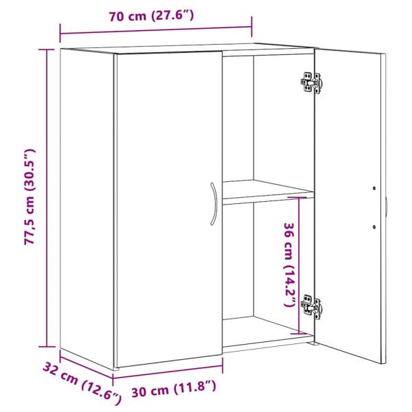 Büroschrank Schwarze Eiche 60x32x77.5 cm Holzwerkstoff